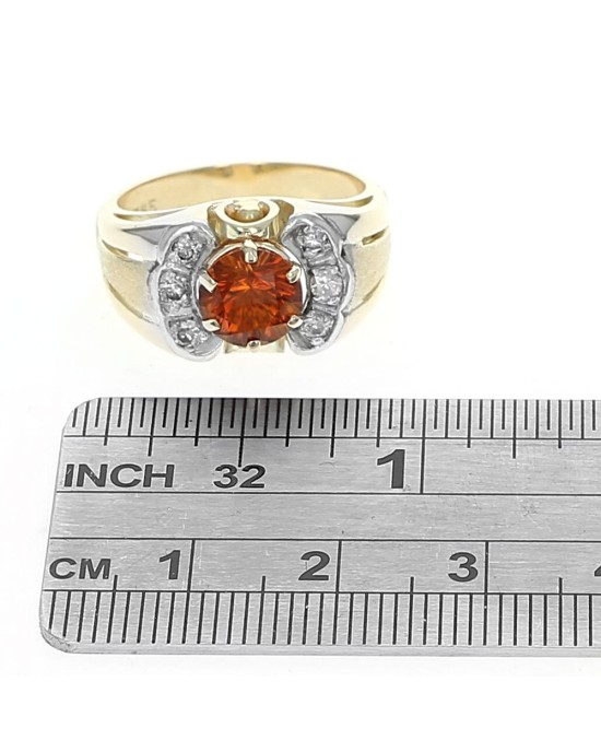 Madeira Citrine and Diamond Accent Ring in White and Yellow Gold